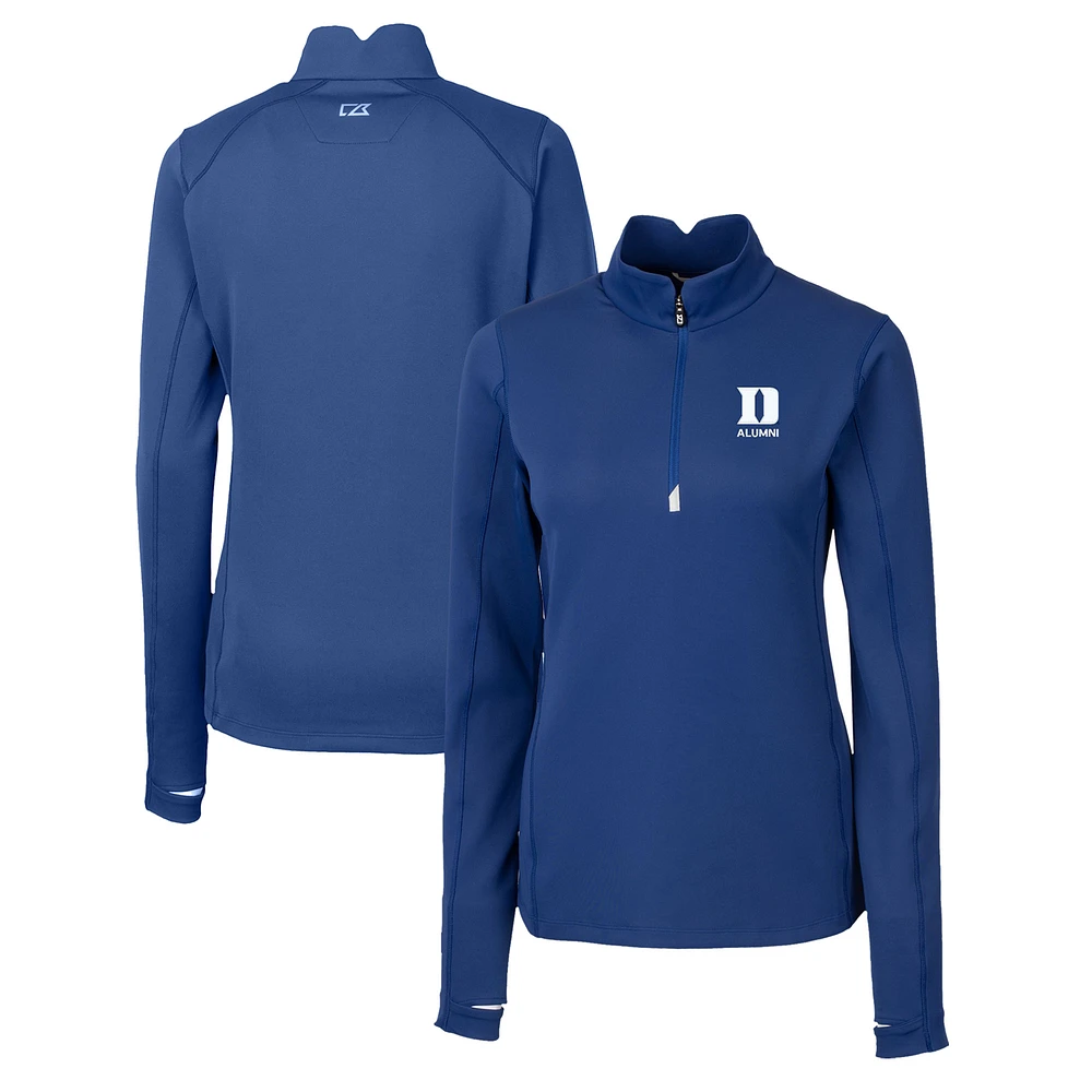 Women's Cutter & Buck Blue Duke Devils Traverse Stretch Eco Quarter-Zip Top