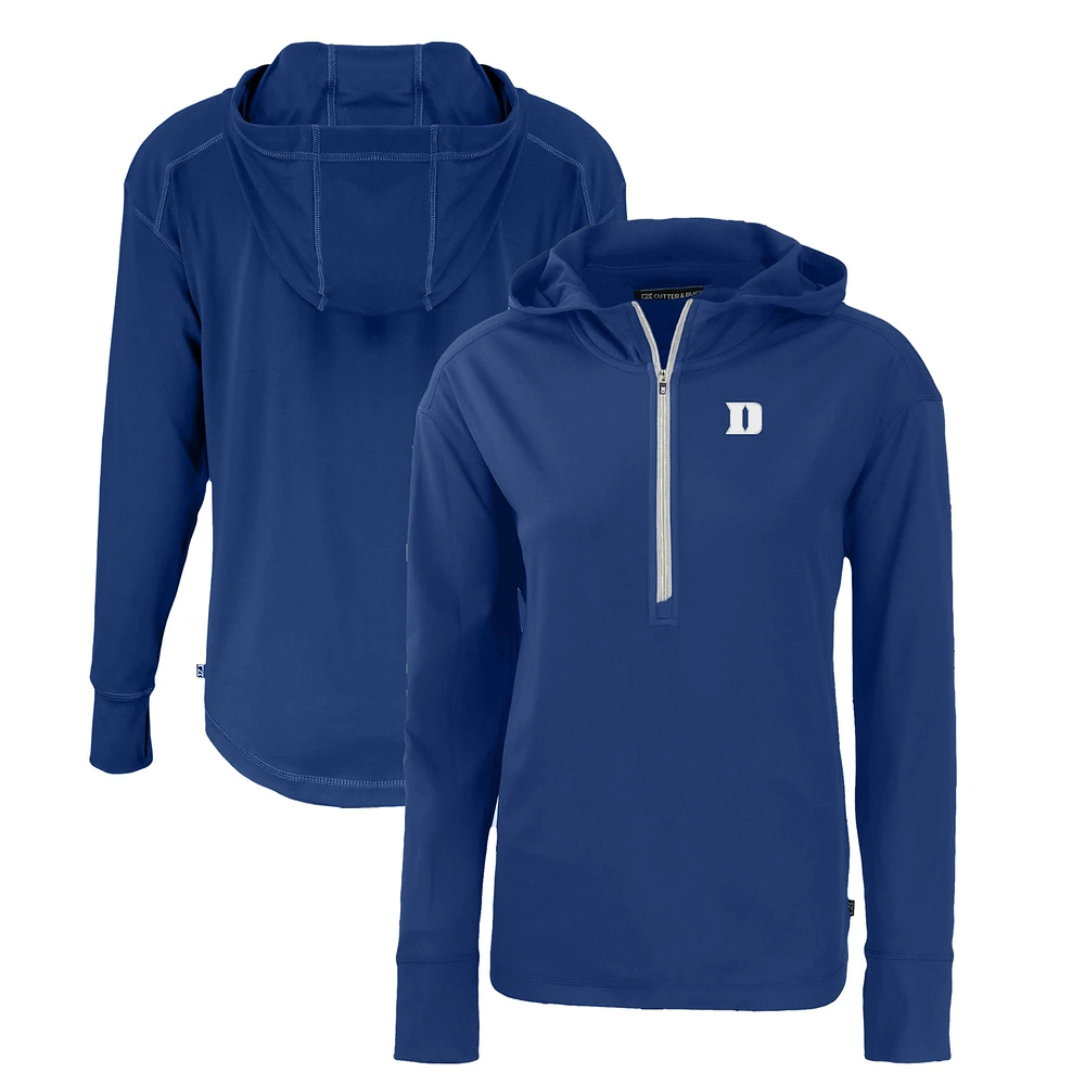 Women's Cutter & Buck Royal Duke Blue Devils Daybreak Eco Recycled Half-Zip Hoodie