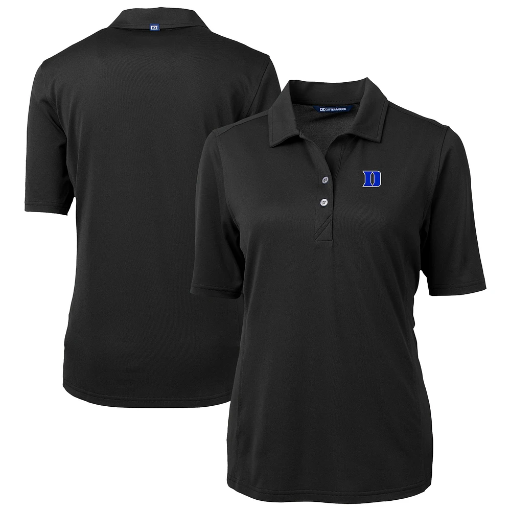 Women's Cutter & Buck Black Duke Blue Devils Virtue Eco Pique Recycled Polo