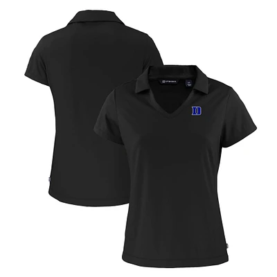 Women's Cutter & Buck Black Duke Blue Devils Daybreak Eco Recycled V-Neck Polo