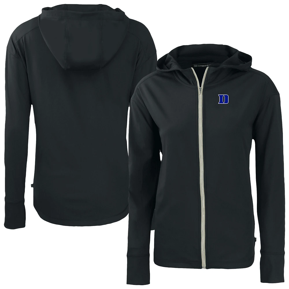 Women's Cutter & Buck Black Duke Blue Devils Daybreak Eco Recycled Full-Zip Hoodie