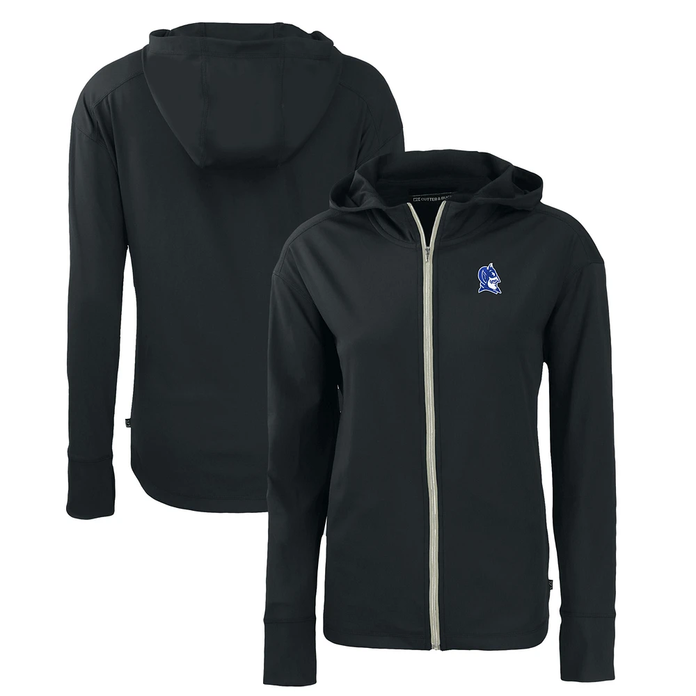 Women's Cutter & Buck Black Duke Blue Devils Daybreak Eco Recycled Full-Zip Hoodie