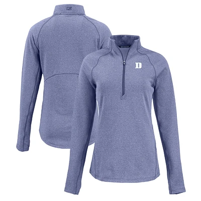 Women's Cutter & Buck Heather Duke Blue Devils Peshastin Eco Fleece Recycled Half-Zip Tri-Blend Jacket