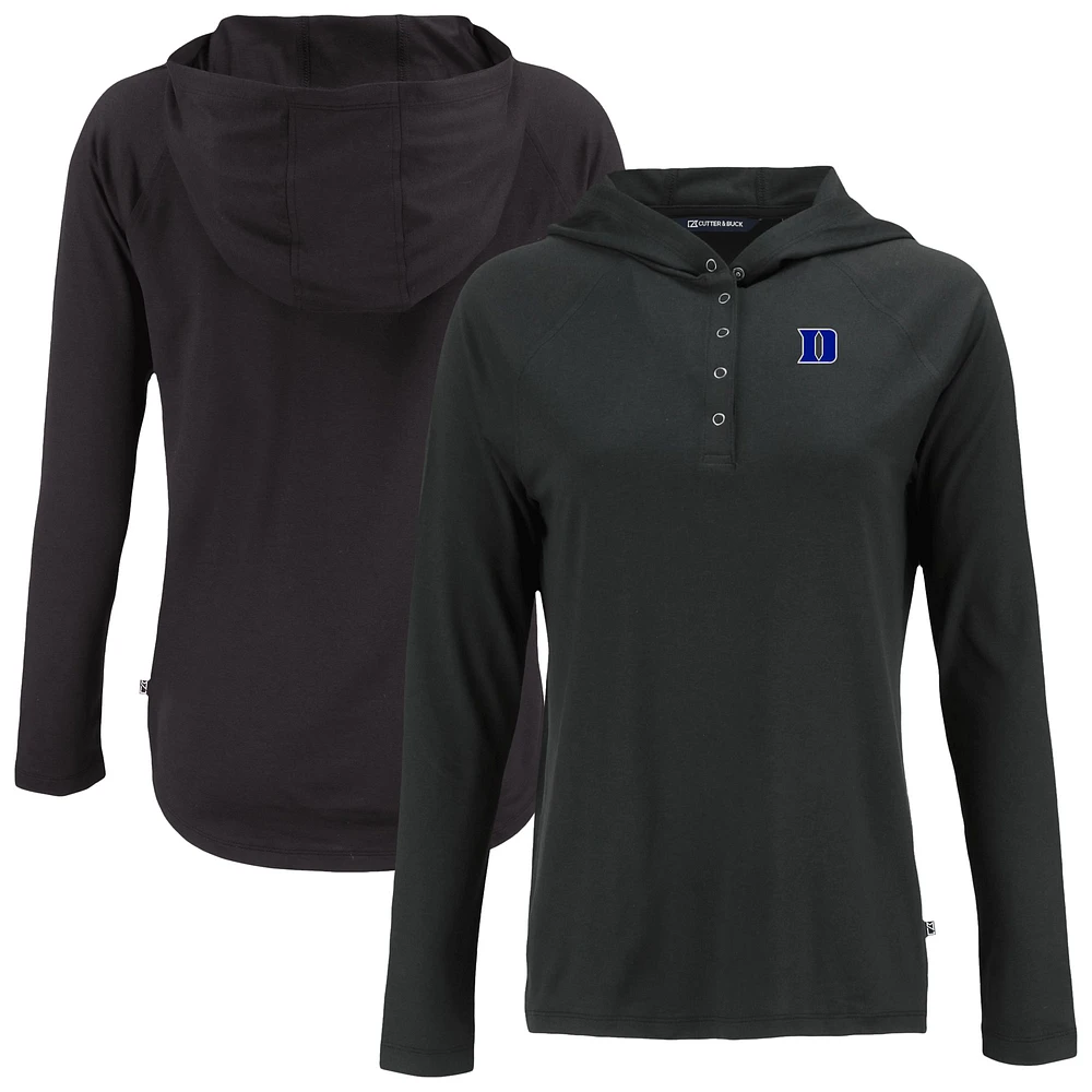 Women's Cutter & Buck Duke Blue Devils Coastline Epic Comfort Eco Recycled Quarter-Snap Hoodie Top