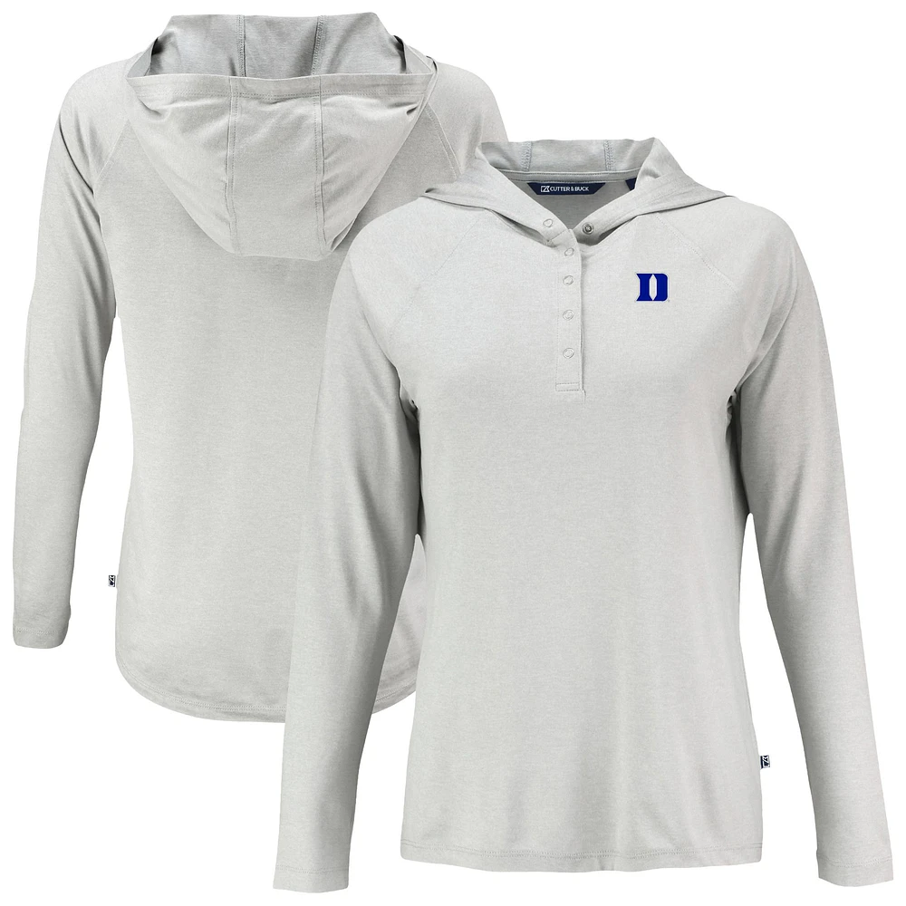 Women's Cutter & Buck Duke Blue Devils Coastline Epic Comfort Eco Recycled Quarter-Snap Hoodie Top