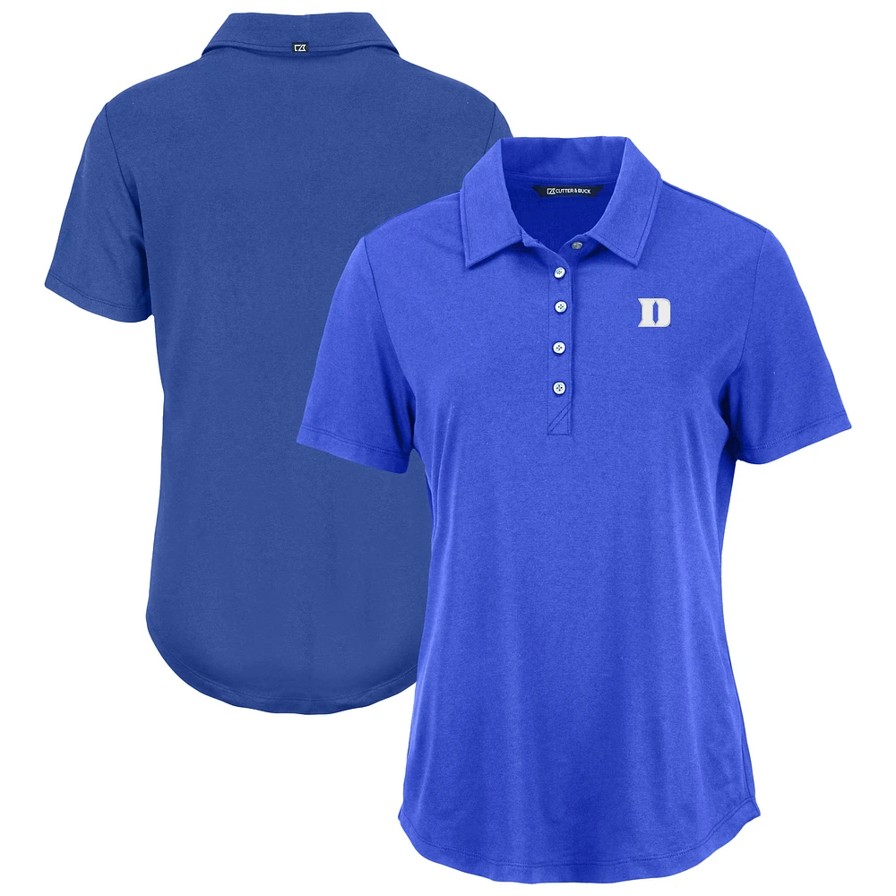 Women's Cutter & Buck Blue Duke Devils Coastline Epic Comfort Recycled Polo