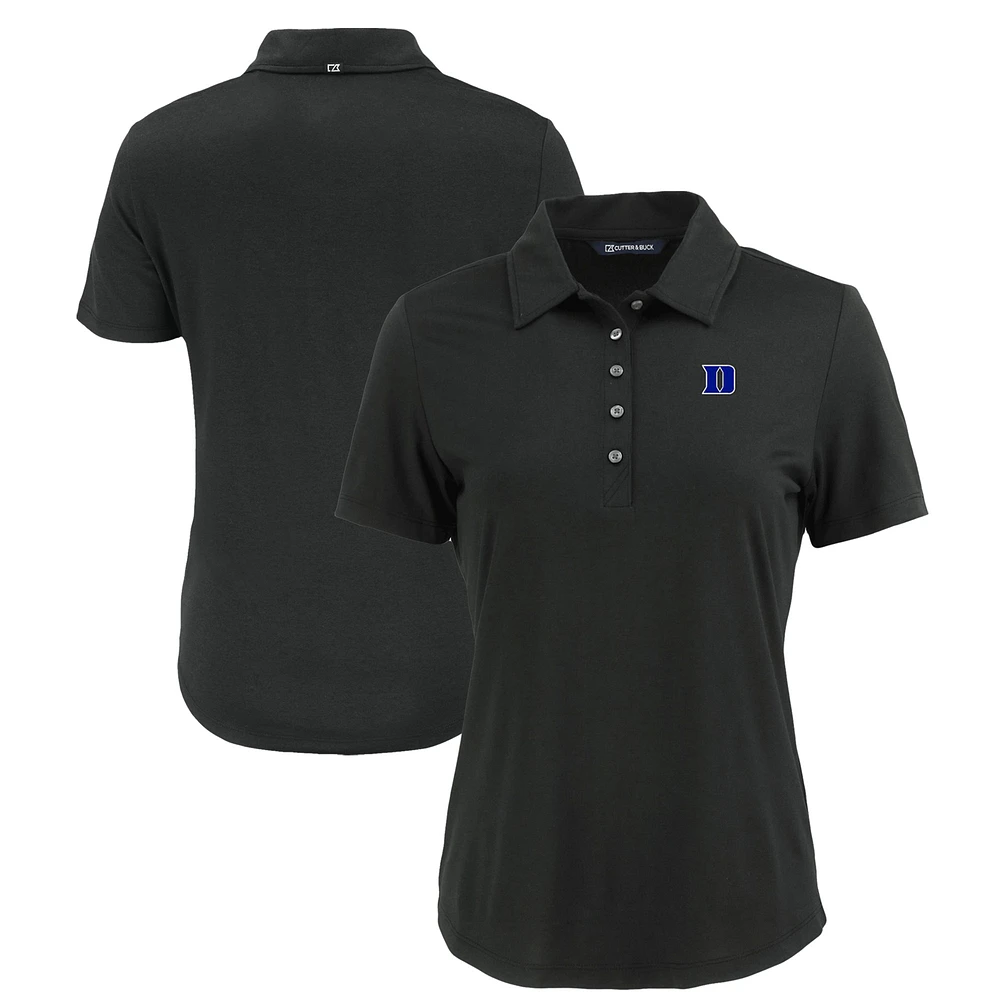 Women's Cutter & Buck Black Duke Blue Devils Coastline Epic Comfort Recycled Polo