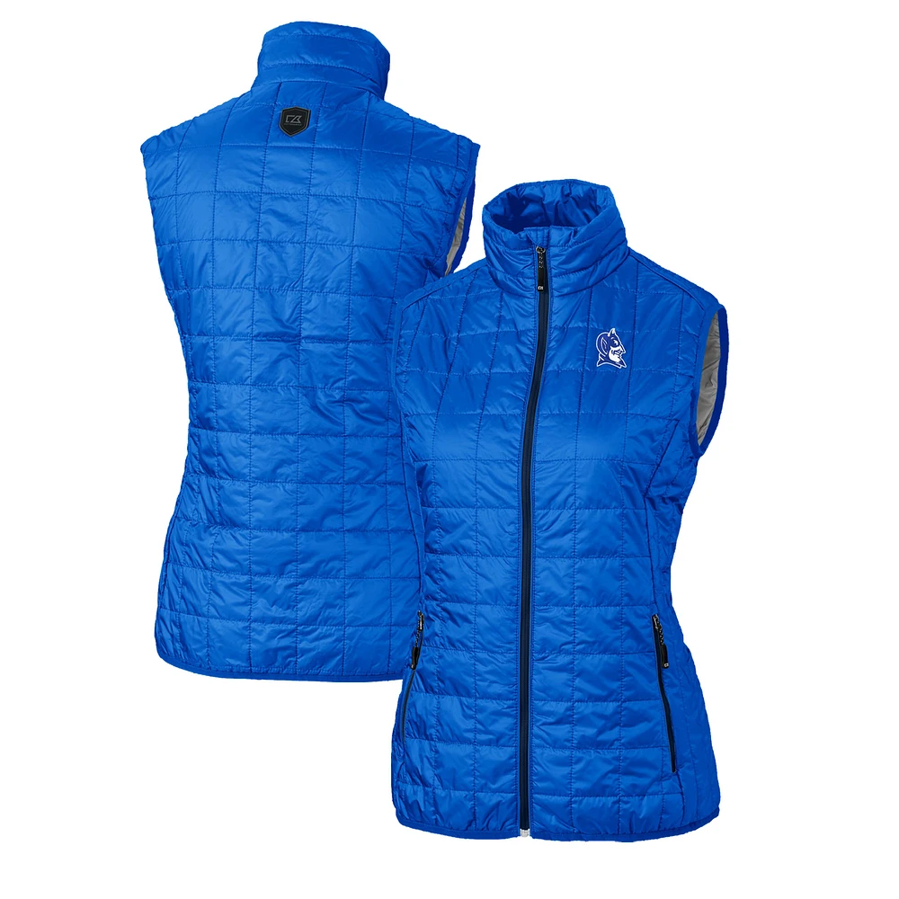 Women's Cutter & Buck Royal Duke Blue Devils Rainier PrimaLoft® Eco Insulated Full-Zip Puffer Vest