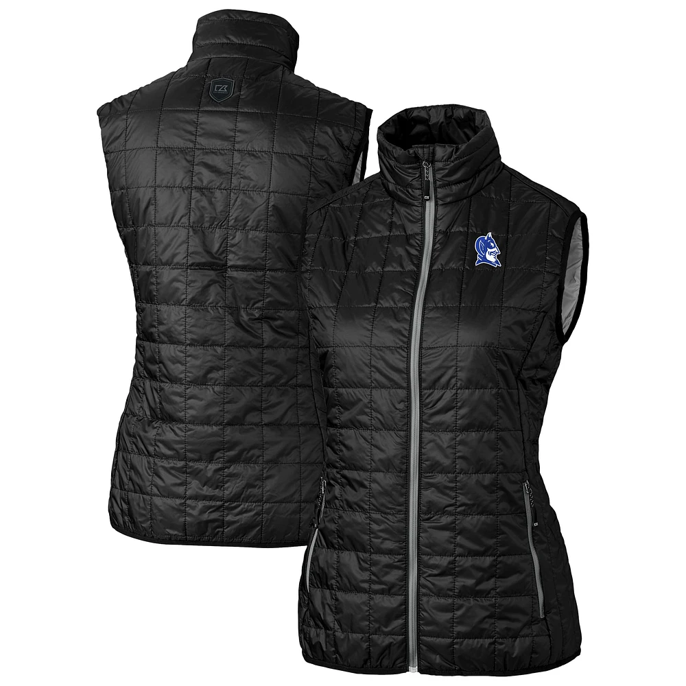 Women's Cutter & Buck Black Duke Blue Devils Rainier PrimaLoft® Eco Insulated Full-Zip Puffer Vest