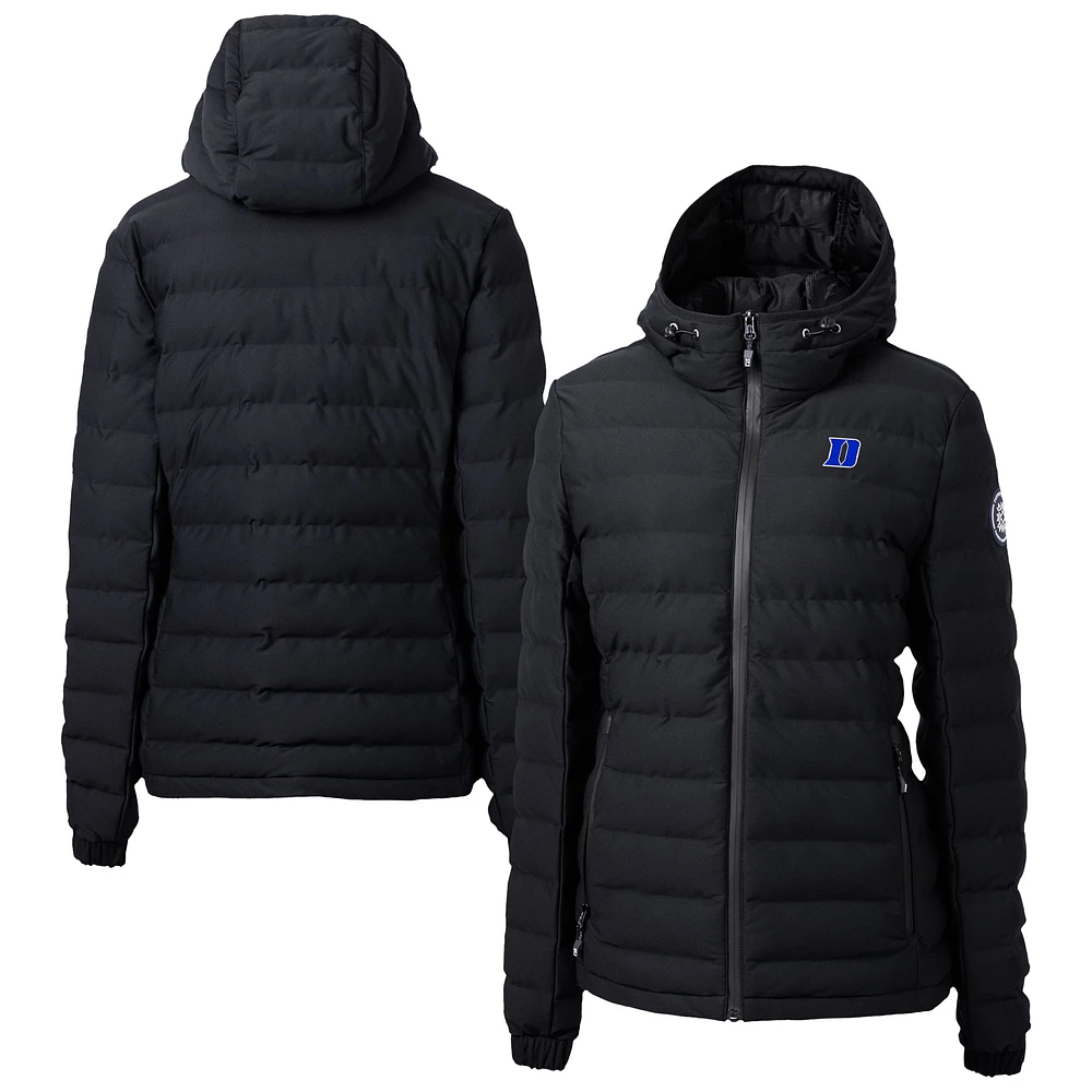 Women's Cutter & Buck Black Duke Blue Devils Mission Ridge Repreve® Eco Insulated Full-Zip Hoodie Puffer Jacket