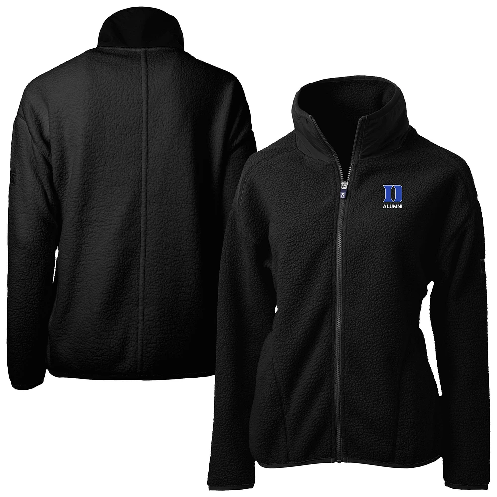 Women's Cutter & Buck Black Duke Blue Devils Cascade Eco Fleece Full-Zip Jacket