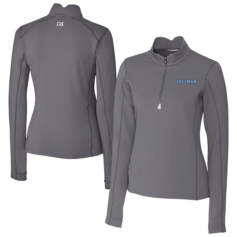Women's Cutter & Buck Spelman College Jaguars Traverse Stretch Eco DryTec Quarter-Zip Top