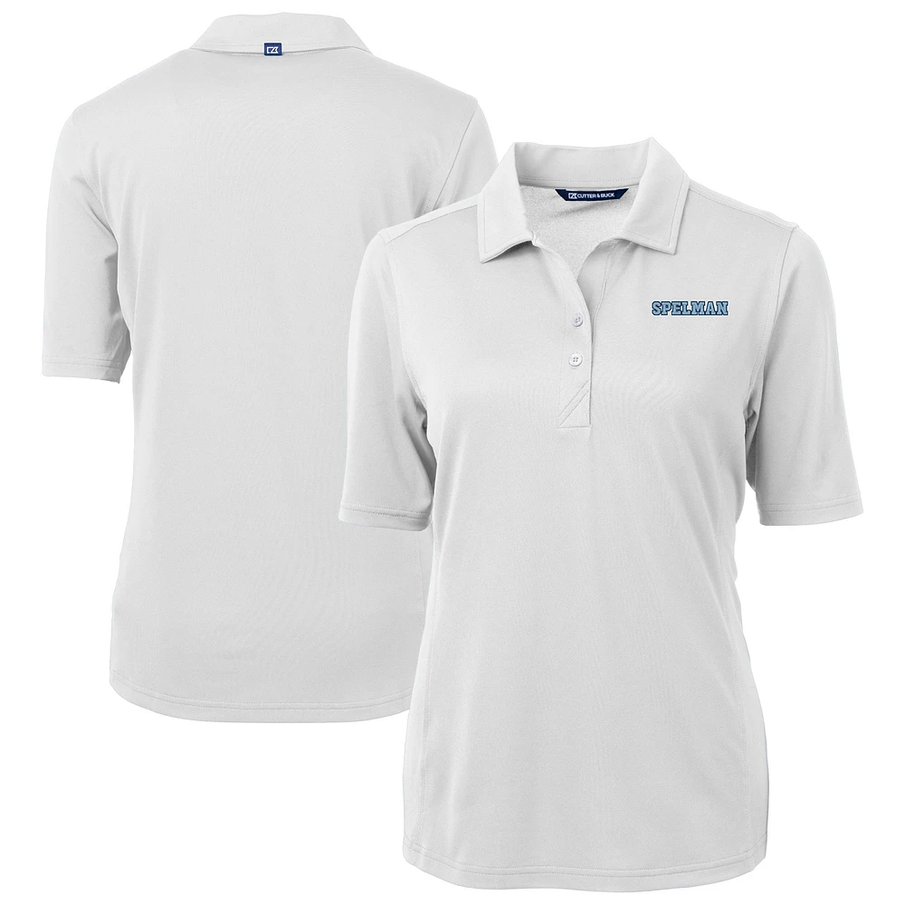 Women's Cutter & Buck White Spelman College Jaguars Virtue Eco Pique Recycled DryTec Polo