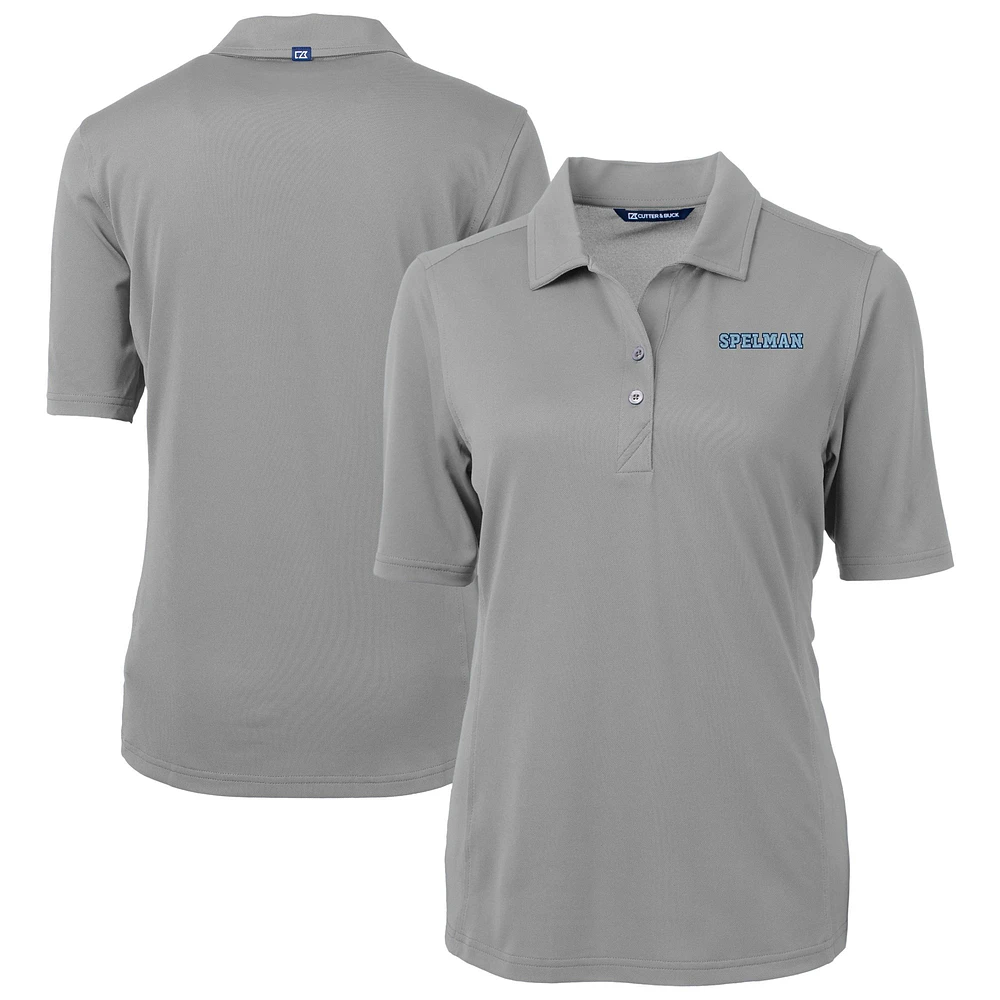 Women's Cutter & Buck Gray Spelman College Jaguars Virtue Eco Pique Recycled DryTec Polo