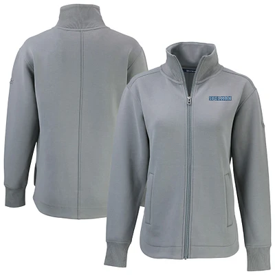 Women's Cutter & Buck Gray Spelman College Jaguars Roam Eco Recycled Tri-Blend Full-Zip Jacket