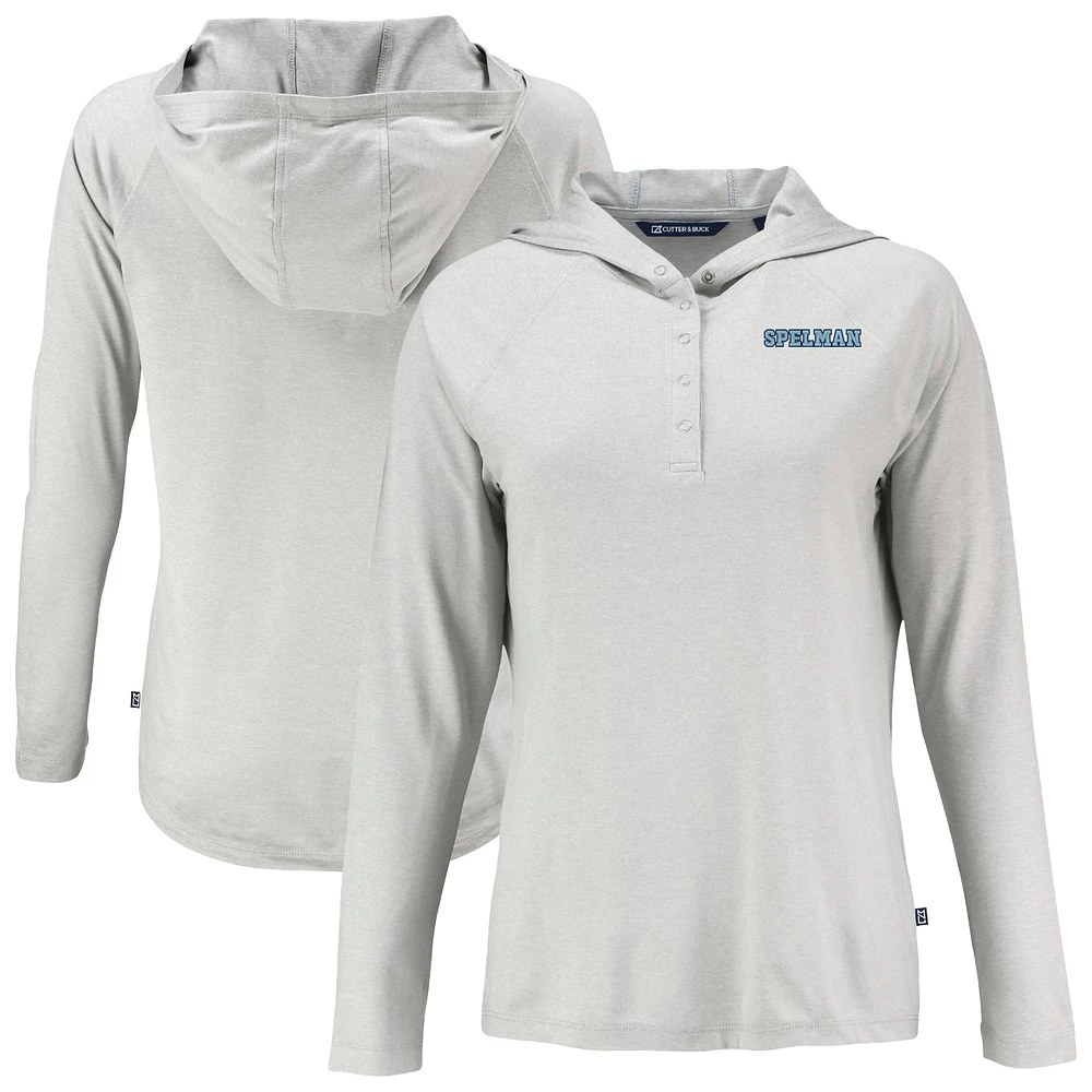 Women's Cutter & Buck Gray Spelman College Jaguars Coastline Epic Comfort Eco Recycled Raglan Long Sleeve Hoodie T-Shirt
