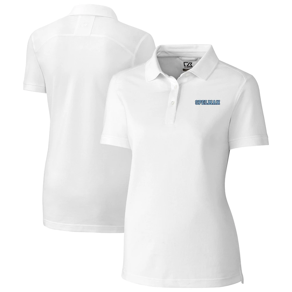 Women's Cutter & Buck White Spelman College Jaguars DryTec Advantage Eco Tri-Blend Pique Polo