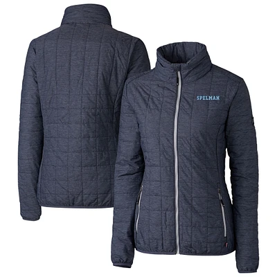 Women's Cutter & Buck Anthracite Spelman College Jaguars Rainier PrimaLoft Eco Insulated Full-Zip Hoodie Puffer Jacket