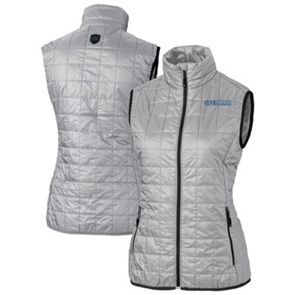 Women's Cutter & Buck Gray Spelman College Jaguars Rainier PrimaLoft Eco Insulated Full-Zip Puffer Vest