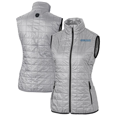 Women's Cutter & Buck Gray Spelman College Jaguars Rainier PrimaLoft Eco Insulated Full-Zip Puffer Vest
