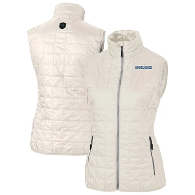 Women's Cutter & Buck Oatmeal Spelman College Jaguars Rainier PrimaLoft Eco Insulated Full-Zip Puffer Vest