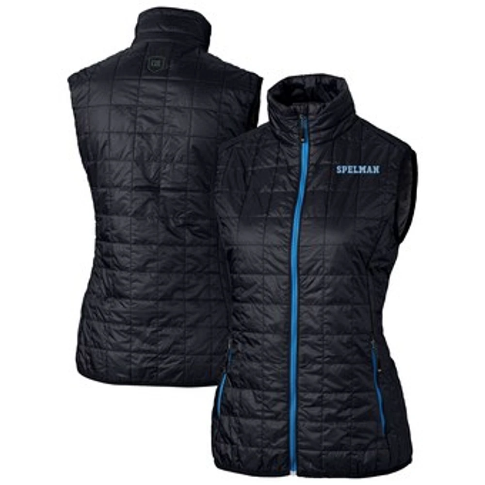 Women's Cutter & Buck Navy Spelman College Jaguars Rainier PrimaLoft Eco Insulated Full-Zip Puffer Vest
