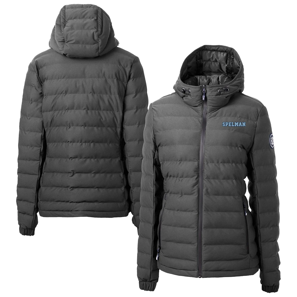 Women's Cutter & Buck Gray Spelman College Jaguars Mission Ridge Repreve Eco Insulated Full-Zip Hoodie Puffer Jacket