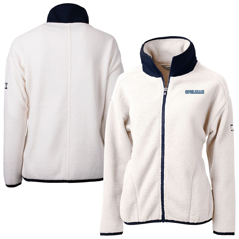 Women's Cutter & Buck Oatmeal Spelman College Jaguars Cascade Eco Fleece Full-Zip Jacket