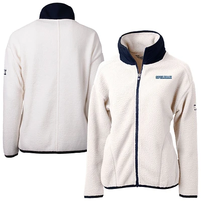 Women's Cutter & Buck Oatmeal Spelman College Jaguars Cascade Eco Fleece Full-Zip Jacket