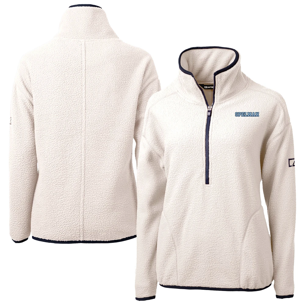 Women's Cutter & Buck Oatmeal Spelman College Jaguars Cascade Eco Fleece Half-Zip Jacket