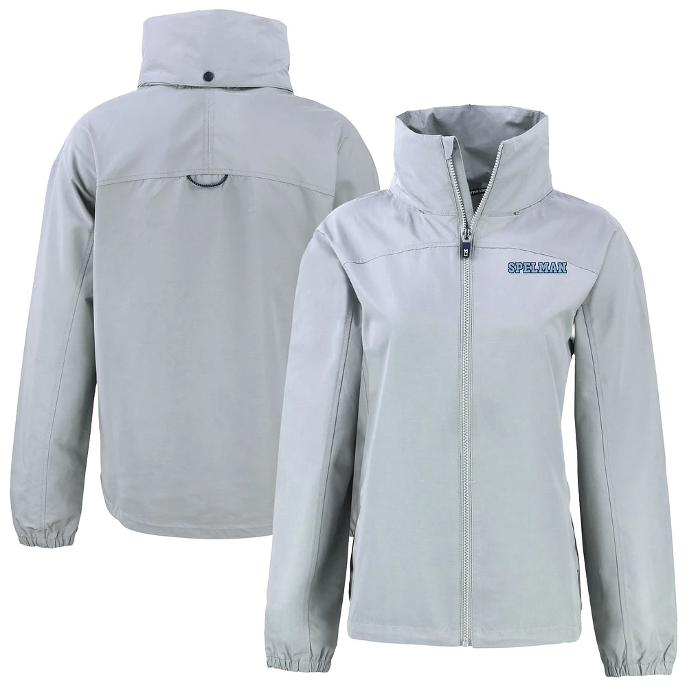Women's Cutter & Buck Gray Spelman College Jaguars Charter Eco Recycled Full-Zip Hoodie Jacket