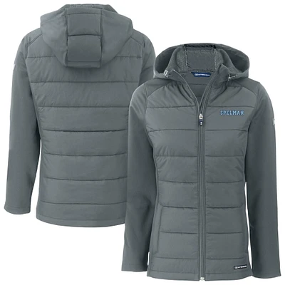 Women's Cutter & Buck Charcoal Spelman College Jaguars Evoke Hybrid Eco Softshell Recycled Full-Zip Hoodie Jacket