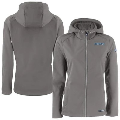Women's Cutter & Buck Charcoal Spelman College Jaguars Evoke Eco Softshell Recycled Full-Zip Hoodie Jacket