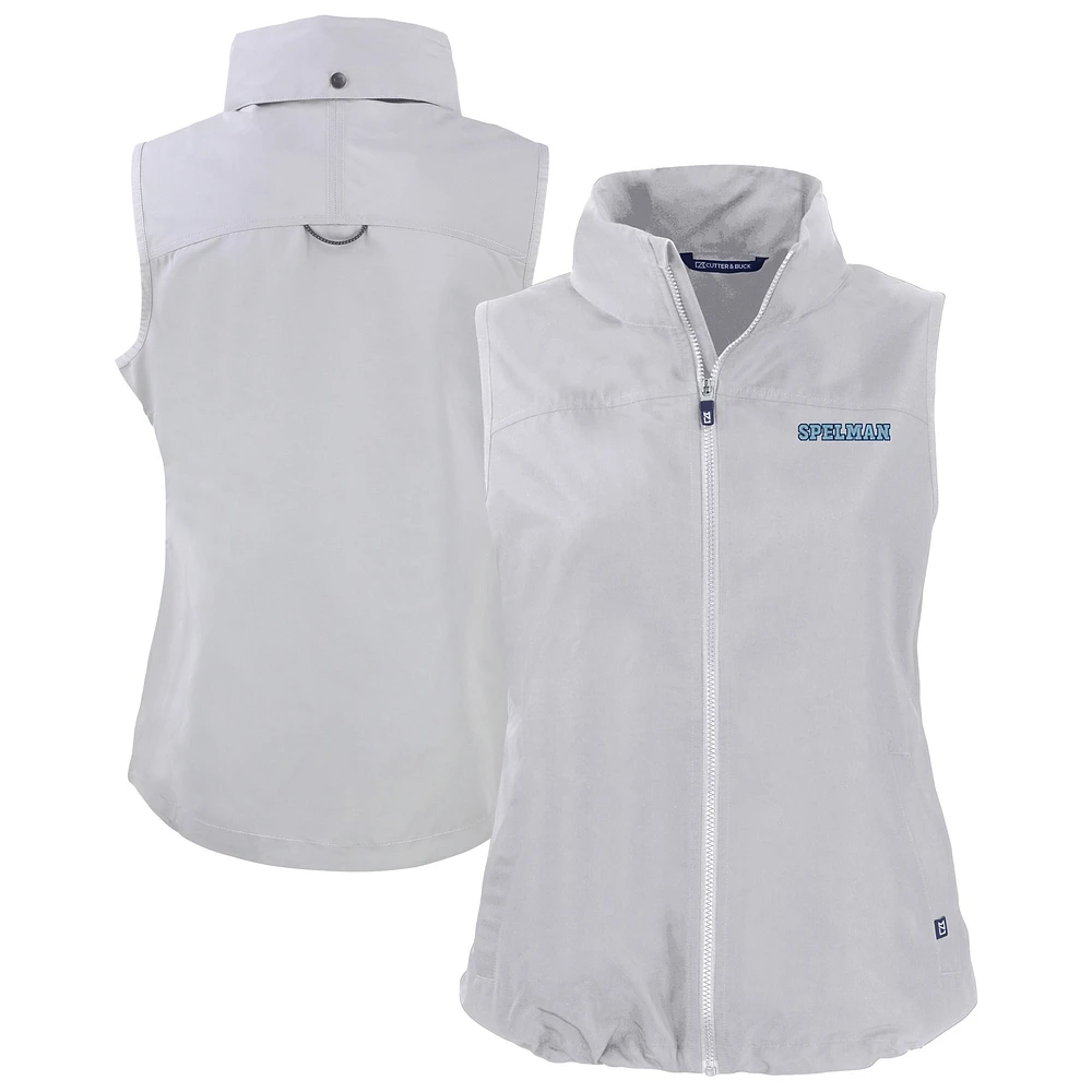 Women's Cutter & Buck Gray Spelman College Jaguars Charter Eco Recycled Full-Zip Hoodie Vest