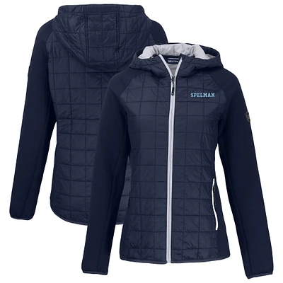 Women's Cutter & Buck Navy Spelman College Jaguars Rainier PrimaLoft Eco Hybrid Full-Zip Hoodie Jacket