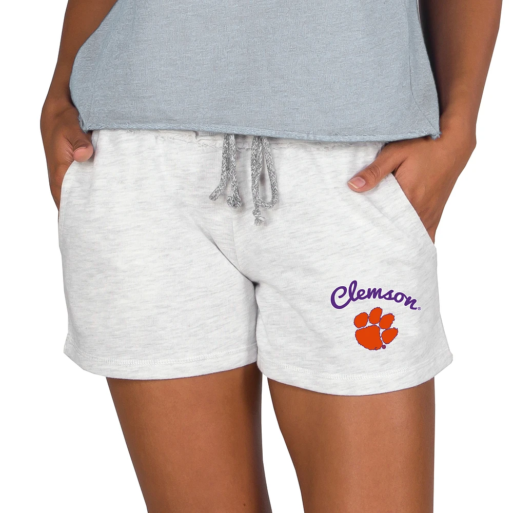 Women's Concepts Sport Ash Clemson Tigers Mainstream French Terry Tri-Blend Shorts