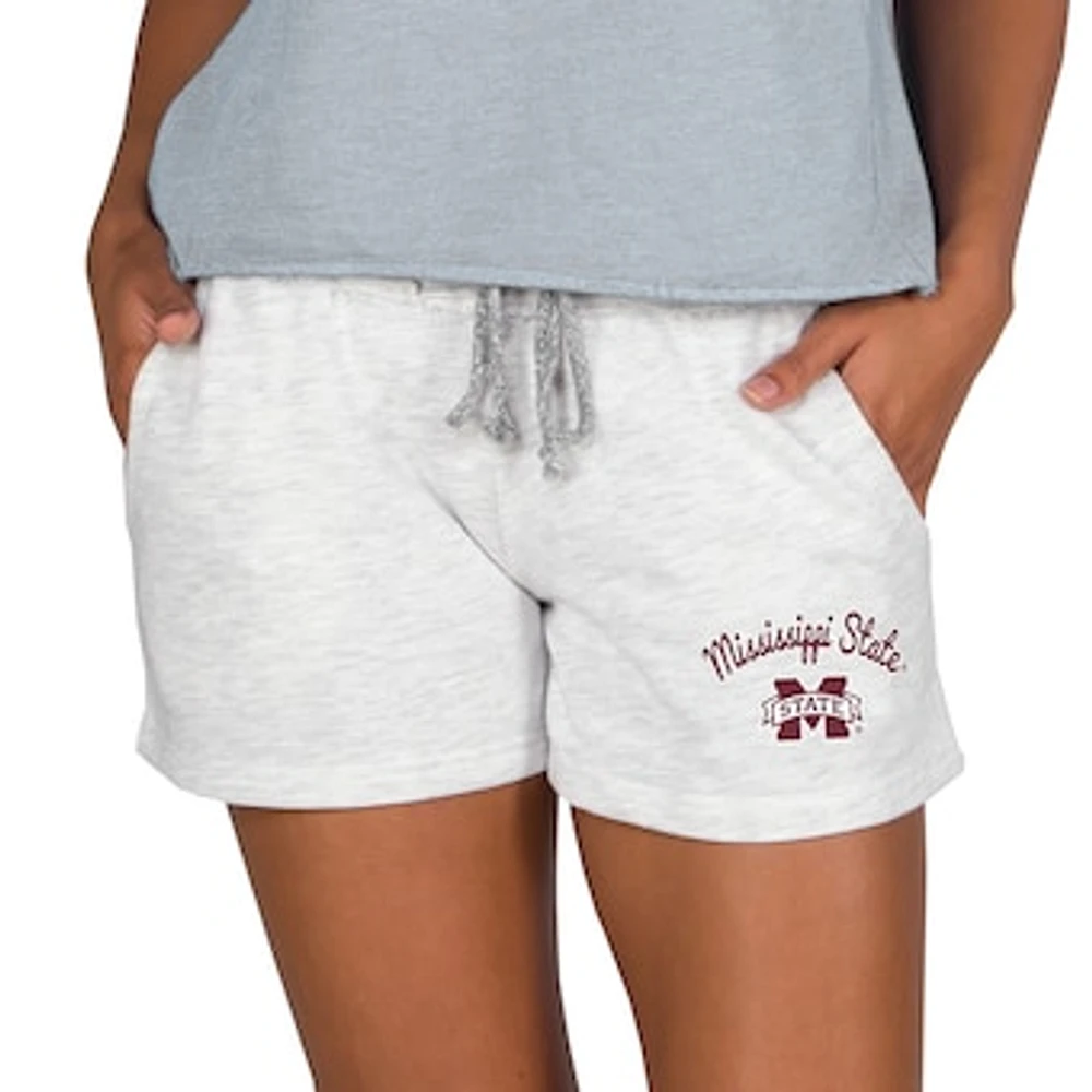 Women's Concepts Sport Ash Mississippi State Bulldogs Mainstream French Terry Tri-Blend Shorts