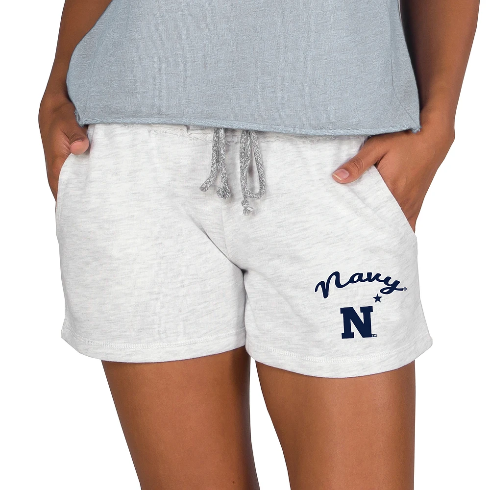 Women's Concepts Sport Ash Navy Midshipmen Mainstream French Terry Tri-Blend Shorts