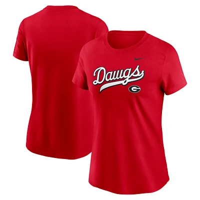 Women's Nike Red Georgia Bulldogs Local Script T-Shirt