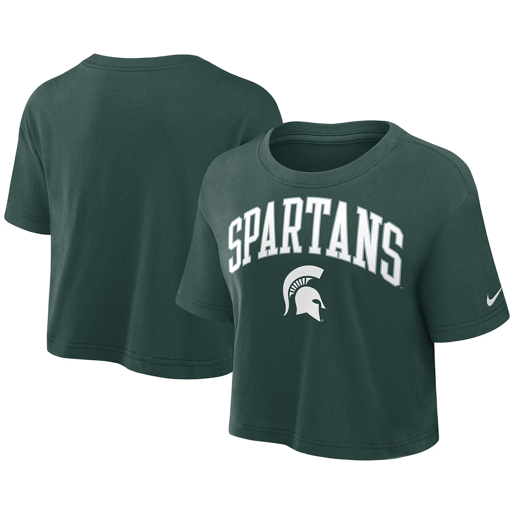 Women's Nike Green Michigan State Spartans Athletic Prep Arch Dri-FIT Cropped T-Shirt