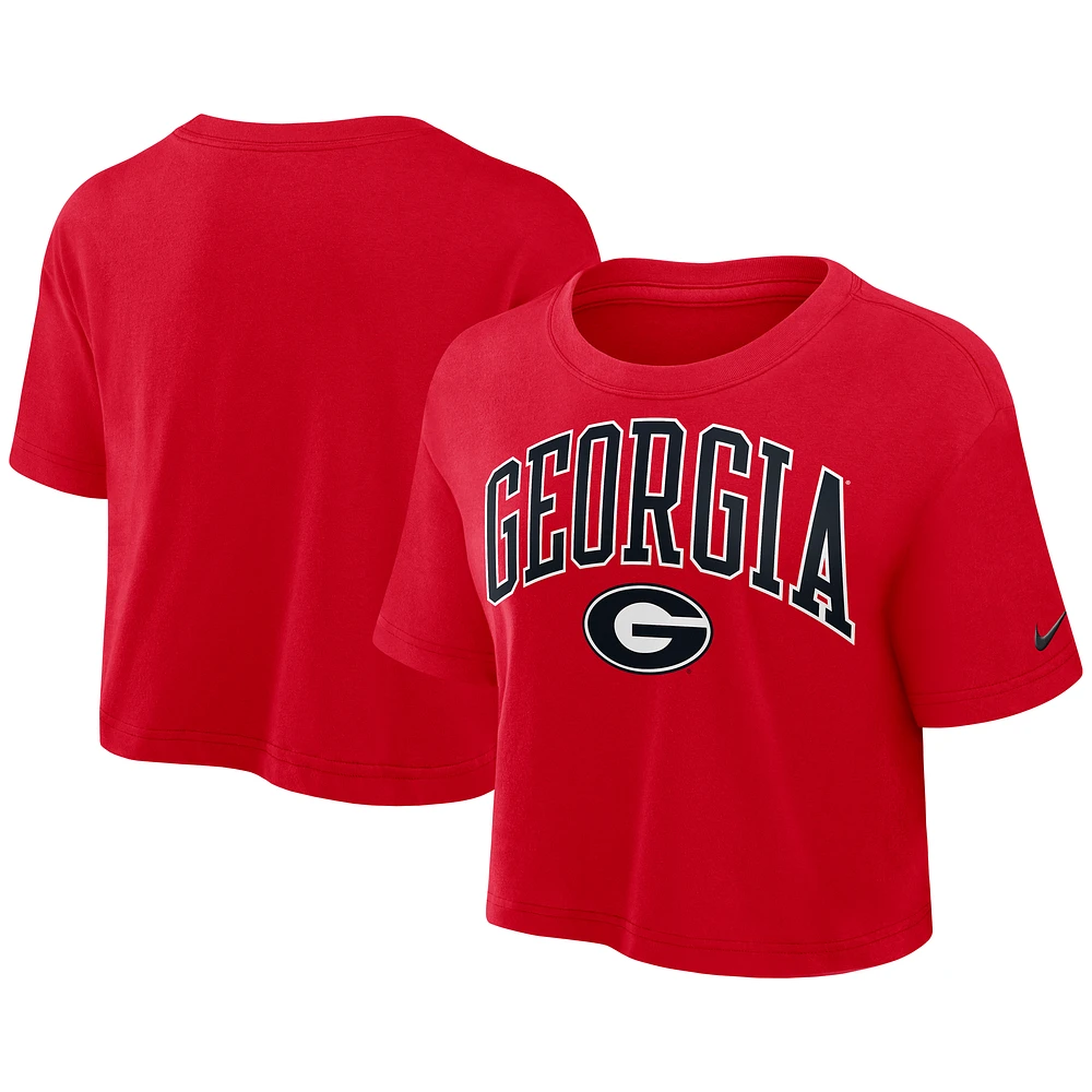 Women's Nike Red Georgia Bulldogs Athletic Prep Arch Dri-FIT Cropped T-Shirt