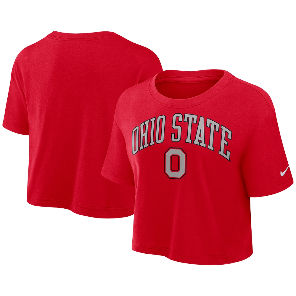 Women's Nike Scarlet Ohio State Buckeyes Athletic Prep Arch Dri-FIT Cropped T-Shirt