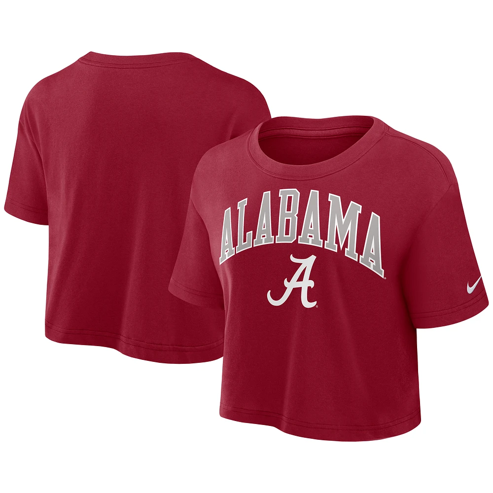 Women's Nike Crimson Alabama Tide Athletic Prep Arch Dri-FIT Cropped T-Shirt