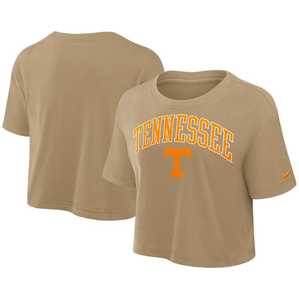 Women's Nike Tan Tennessee Volunteers Athletic Prep Arch Dri-FIT Cropped T-Shirt