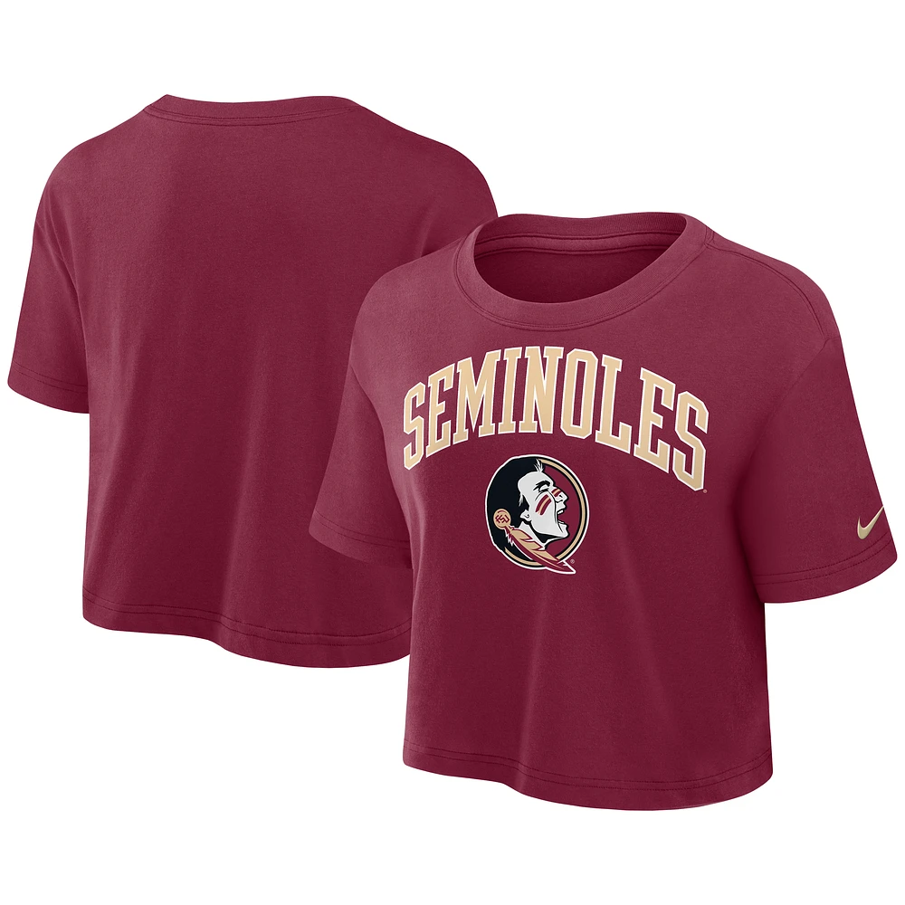 Women's Nike Garnet Florida State Seminoles Athletic Prep Arch Dri-FIT Cropped T-Shirt