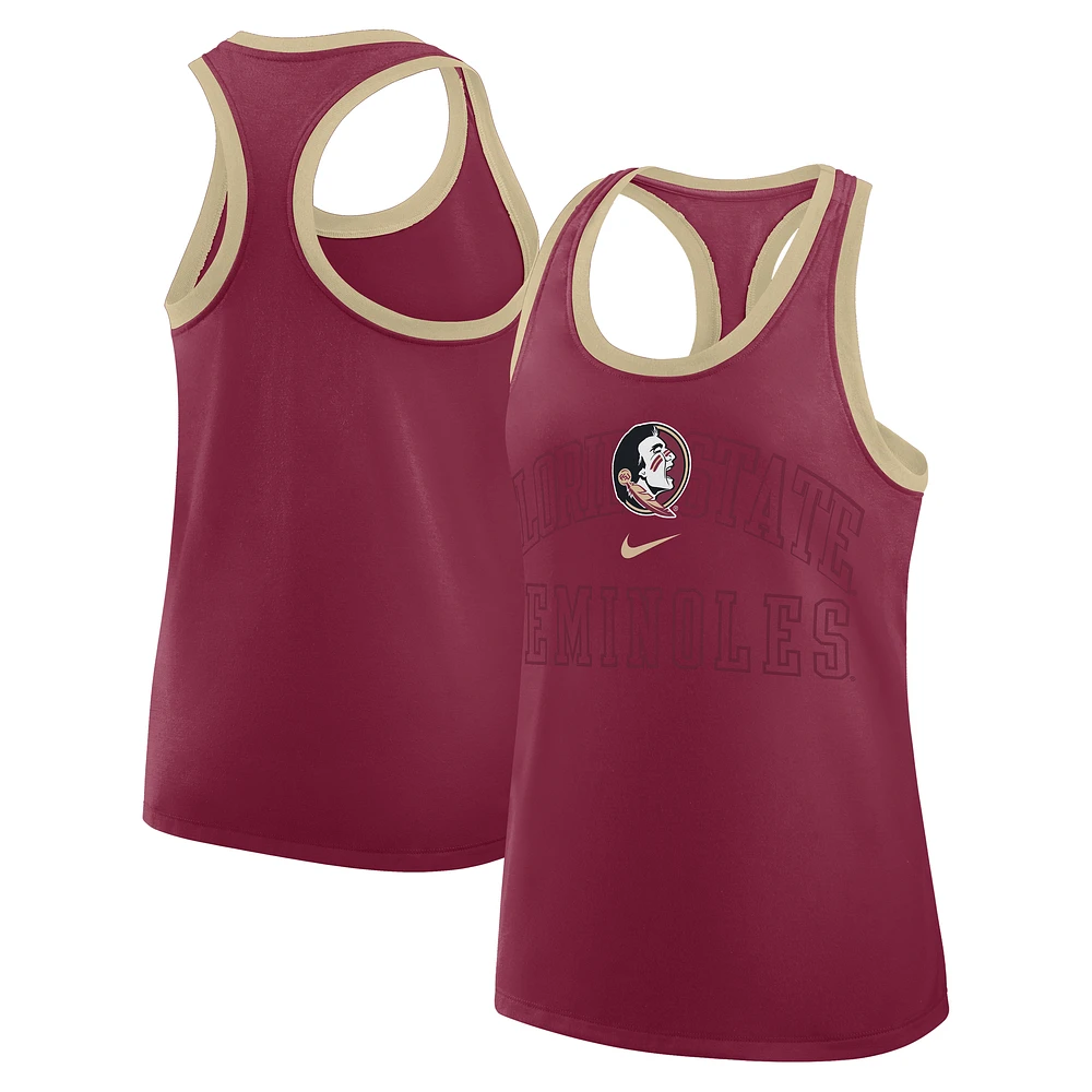 Women's Nike Garnet Florida State Seminoles Primetime Racerback Tri-Blend Tank Top