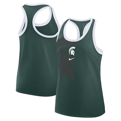 Women's Nike Green Michigan State Spartans Primetime Racerback Tri-Blend Tank Top