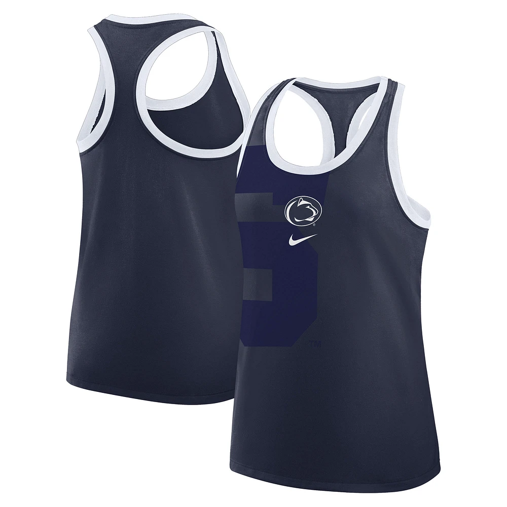 Women's Nike Navy Penn State Nittany Lions Primetime Racerback Tri-Blend Tank Top