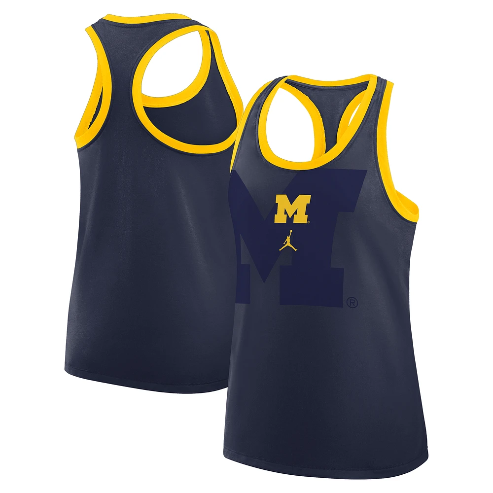 Women's Jordan Brand Navy Michigan Wolverines Primetime Racerback Tri-Blend Tank Top