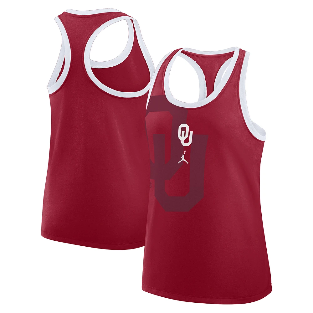 Women's Jordan Brand Crimson Oklahoma Sooners Primetime Racerback Tri-Blend Tank Top